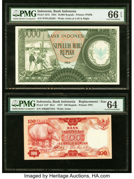 Indonesia Bank Indonesia 10 000 100 Rupiah 1964 1977 Pick 101b Lot 1 Heritage Auctions