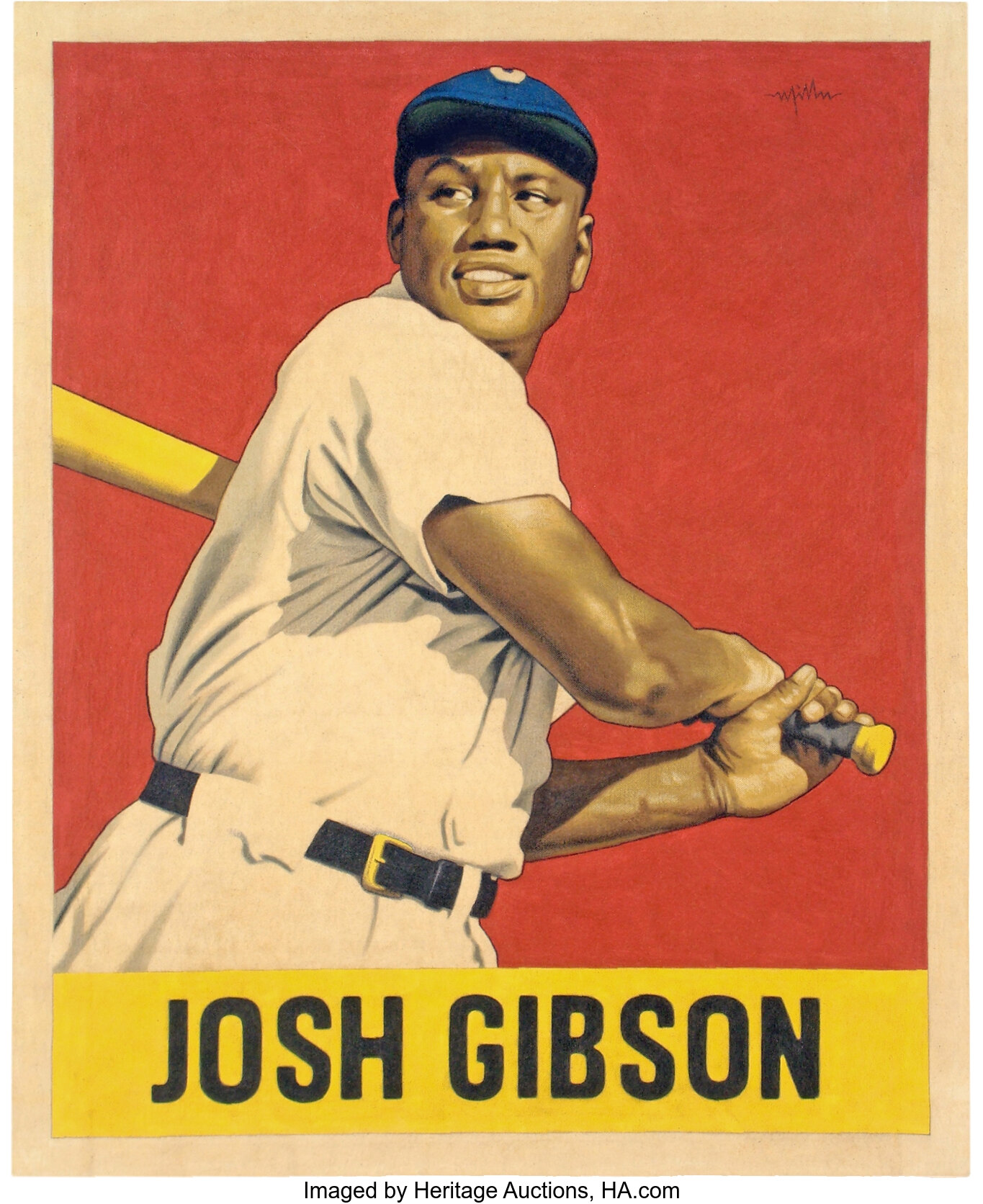 2020 Josh Gibson 1952 Bowman Card That Never Was Original Artwork, Lot  #57041