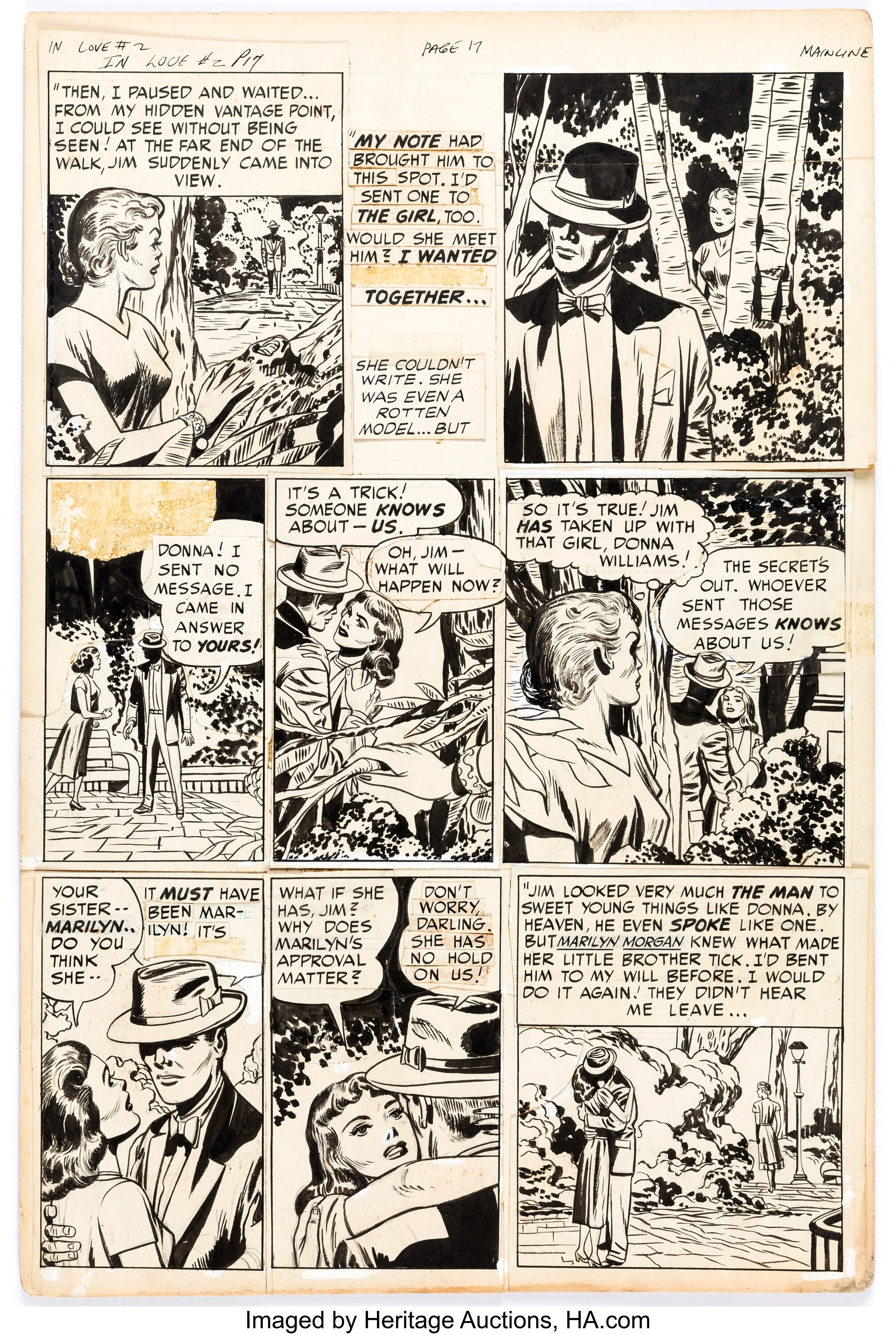 Jack Kirby And Bill Draut In Love 2 Page 17 Original Art Lot 19100