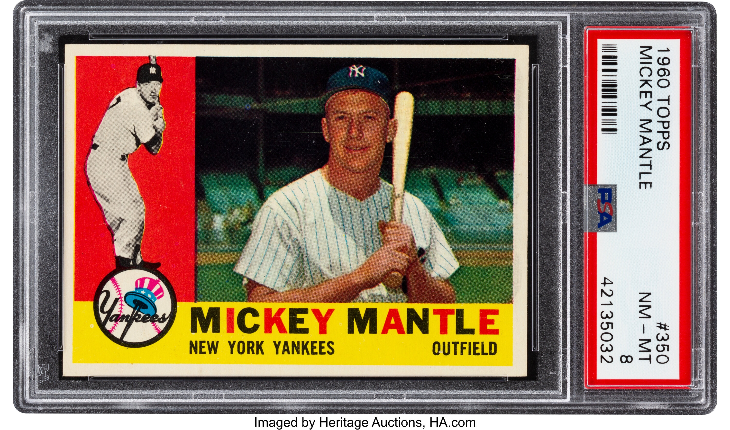 Sold at Auction: 1960 TOPPS #350 MICKEY MANTLE BASEBALL CARD