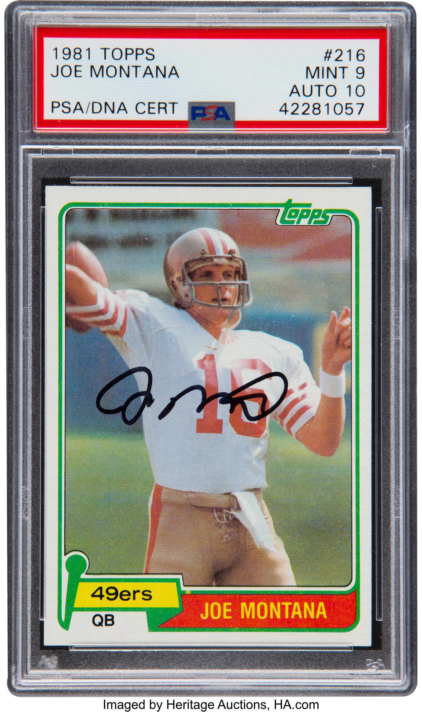 Signed 1981 Topps Joe Montana #216 PSA Mint 9 - Auto 10.... | Lot