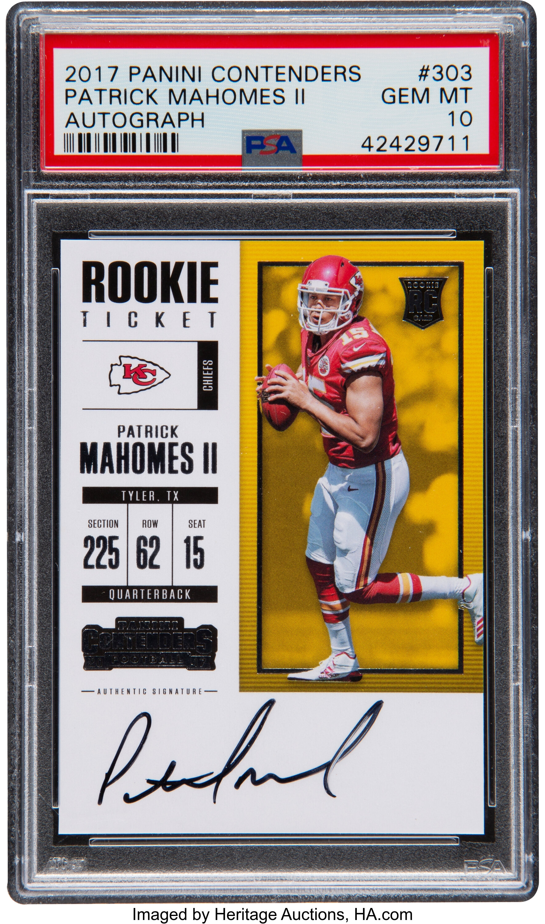 Patrick Mahomes 2017 Panini Rookies & Stars Autograph Rookie Card