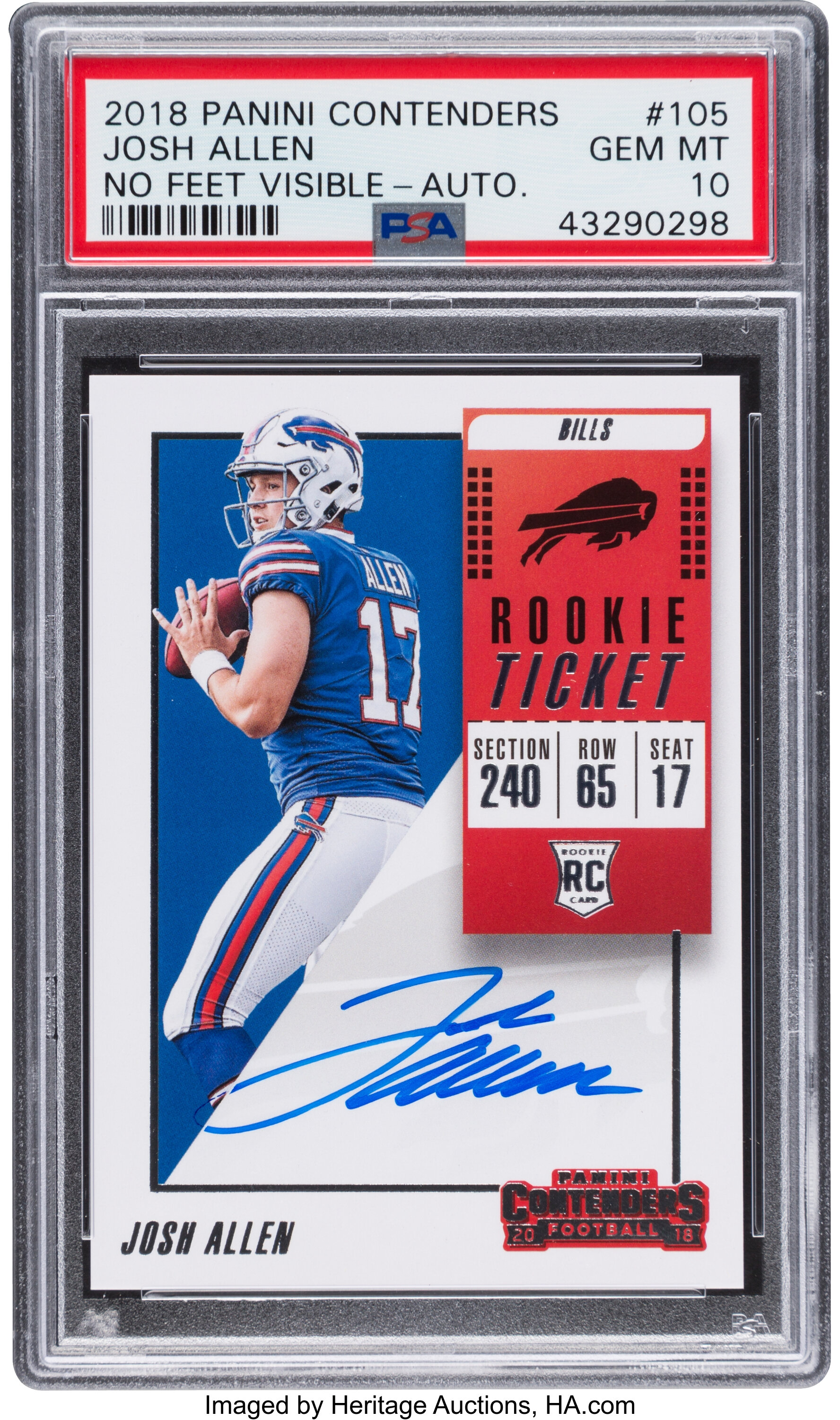 2018 Panini Contenders Josh Allen Rookie Ticket Autograph 105 Psa Lot 81501 Heritage Auctions