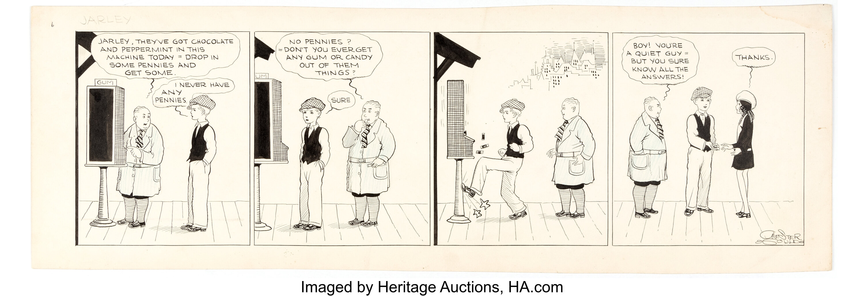 Chester Gould Jarley Try-Out Daily Comic Strip Original Art (c. | Lot ...