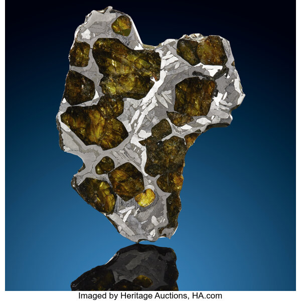 Fukang Meteorite Slice. Pallasite, PMG. Fukang, Xinjiang Uygur 