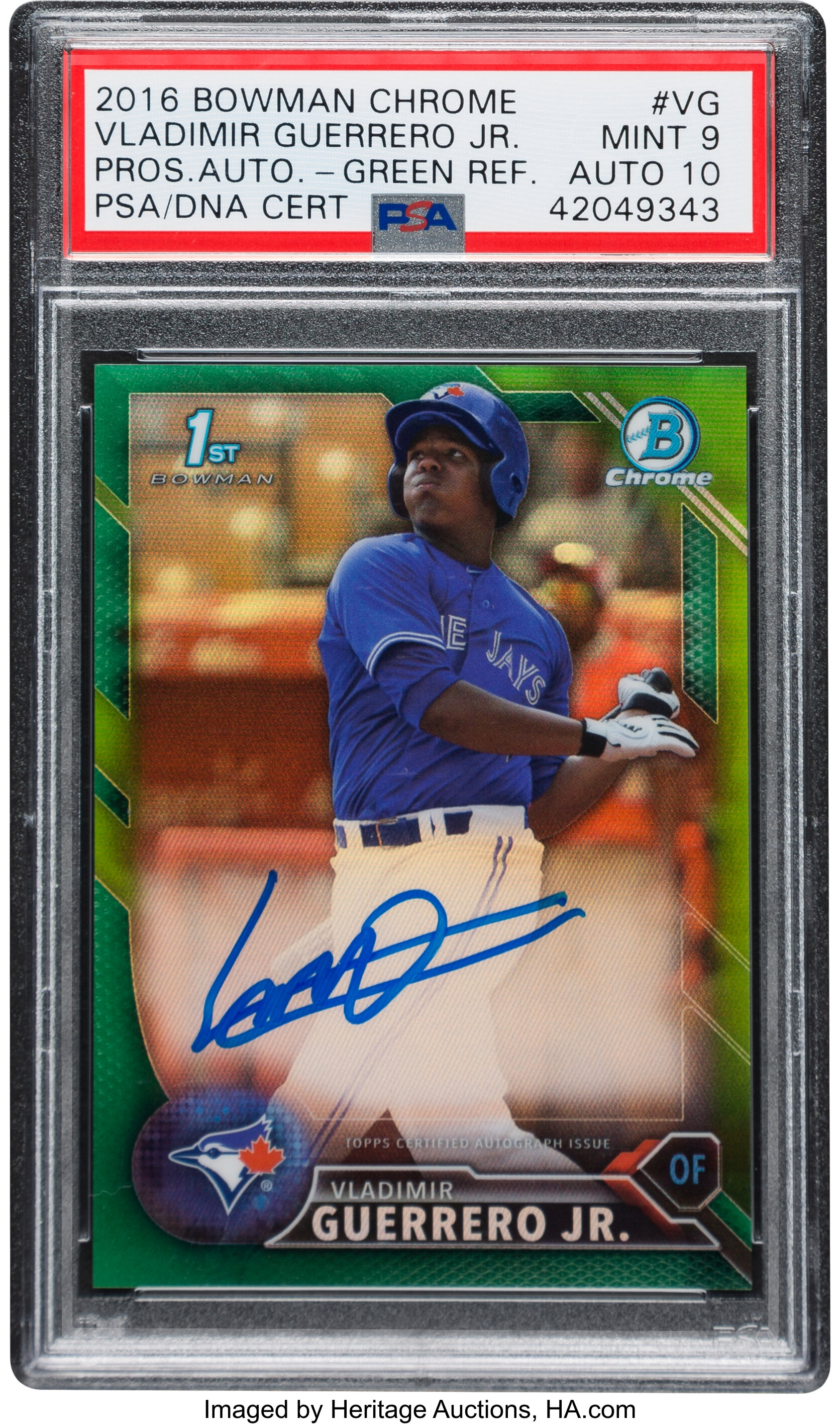 2016 Bowman Chrome Vladimir Guerrero Jr Green Refractor Autograph