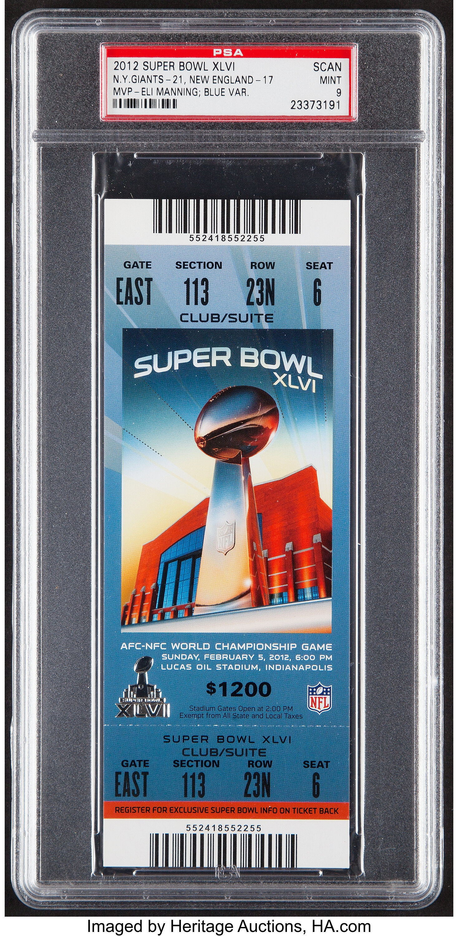 The 2012 Super Bowl Ticket