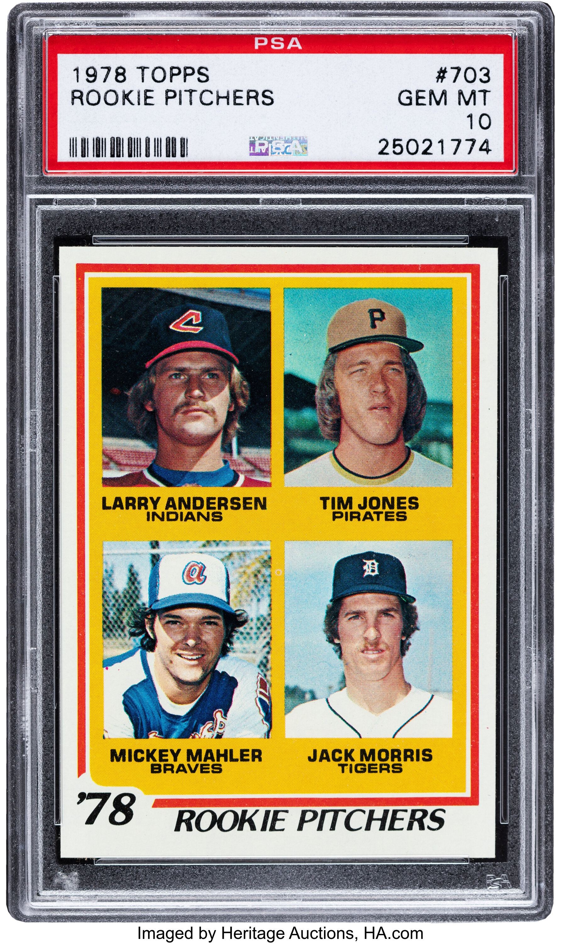 1978 Topps Jack Morris - Rookie Pitchers #703 PSA Gem Mint 10., Lot  #81308