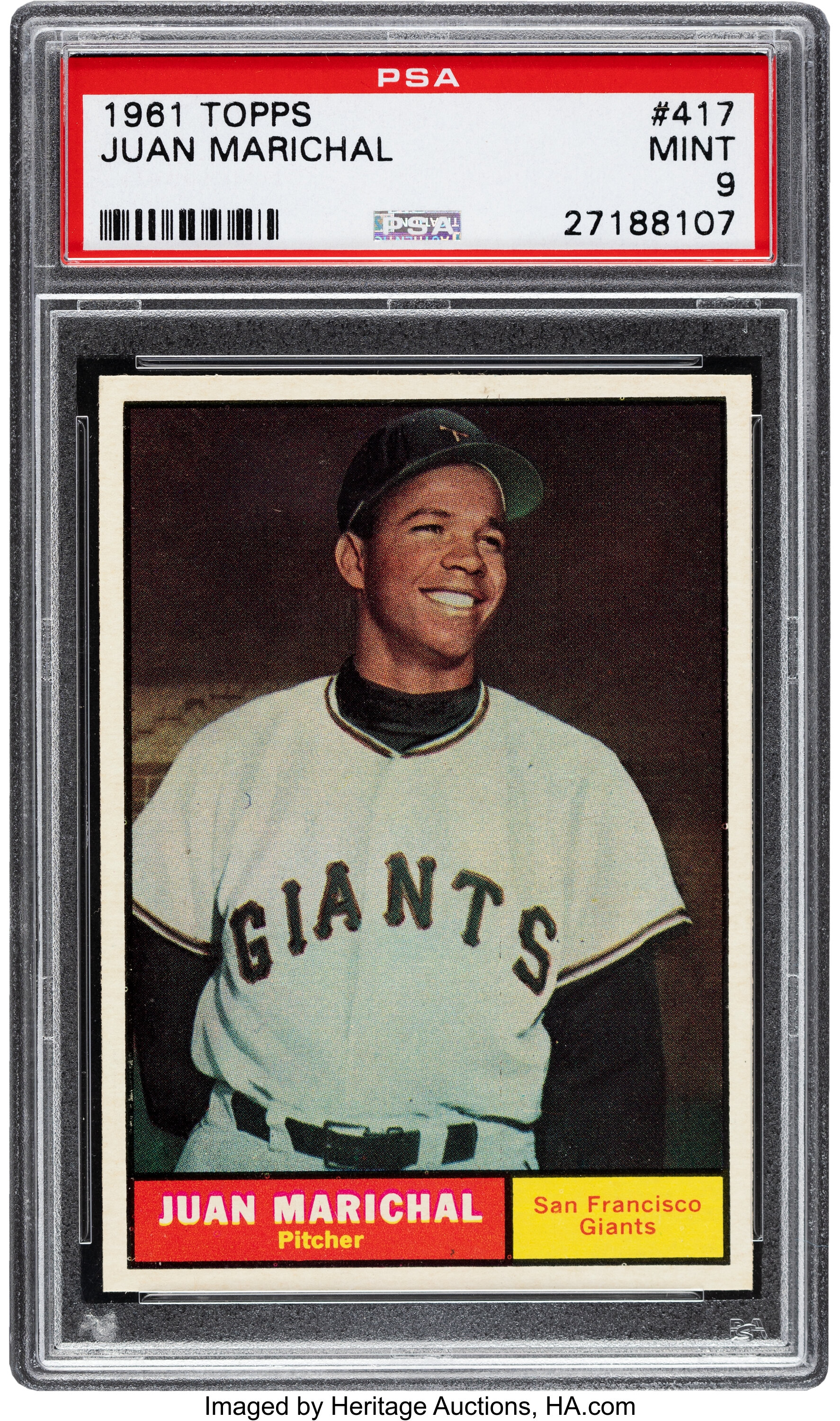 1961 Topps Juan Marichal #417 PSA Mint 9. Baseball Cards