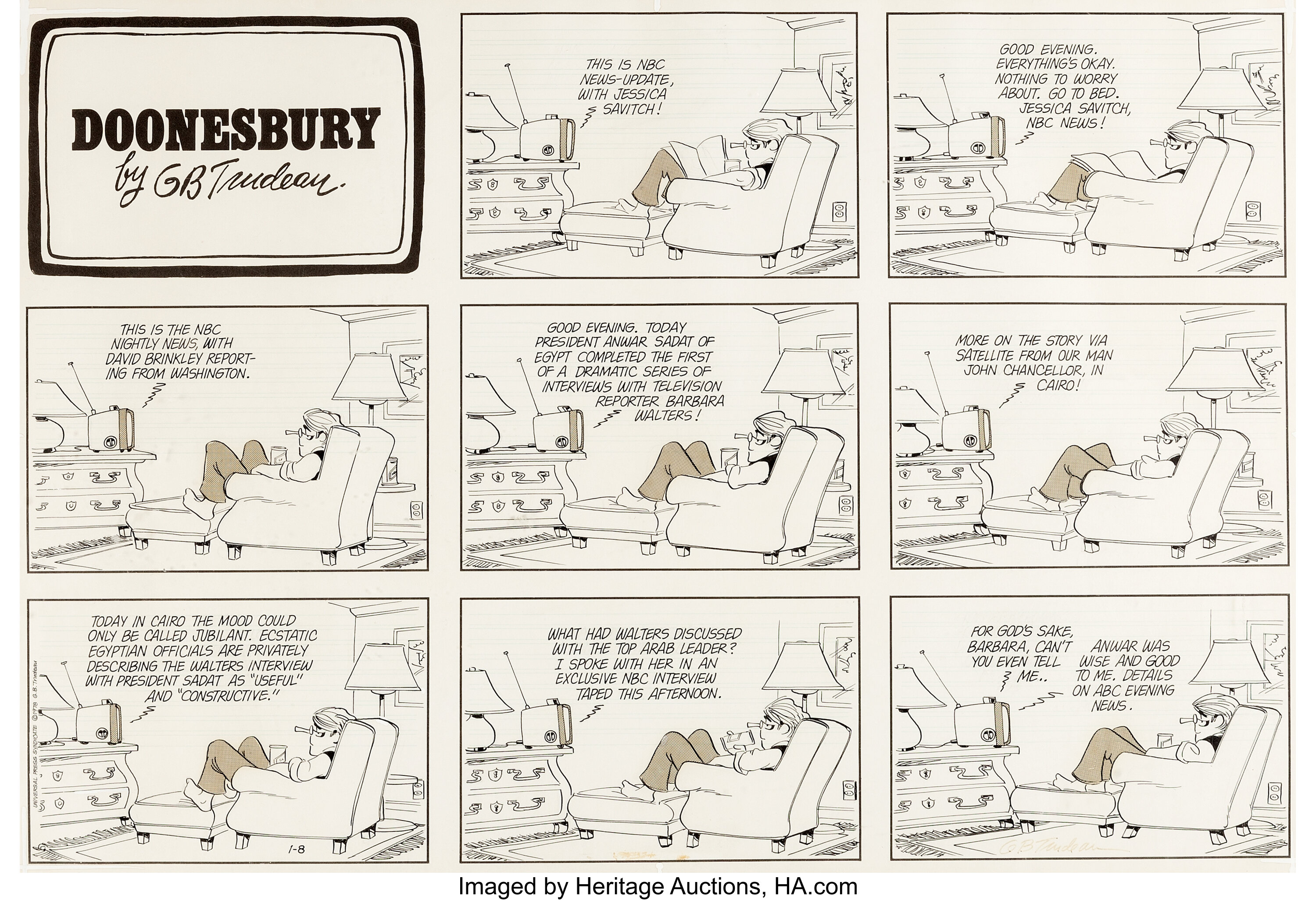 Garry Trudeau Doonesbury Sunday Comic Strip Original Art dated | Lot ...