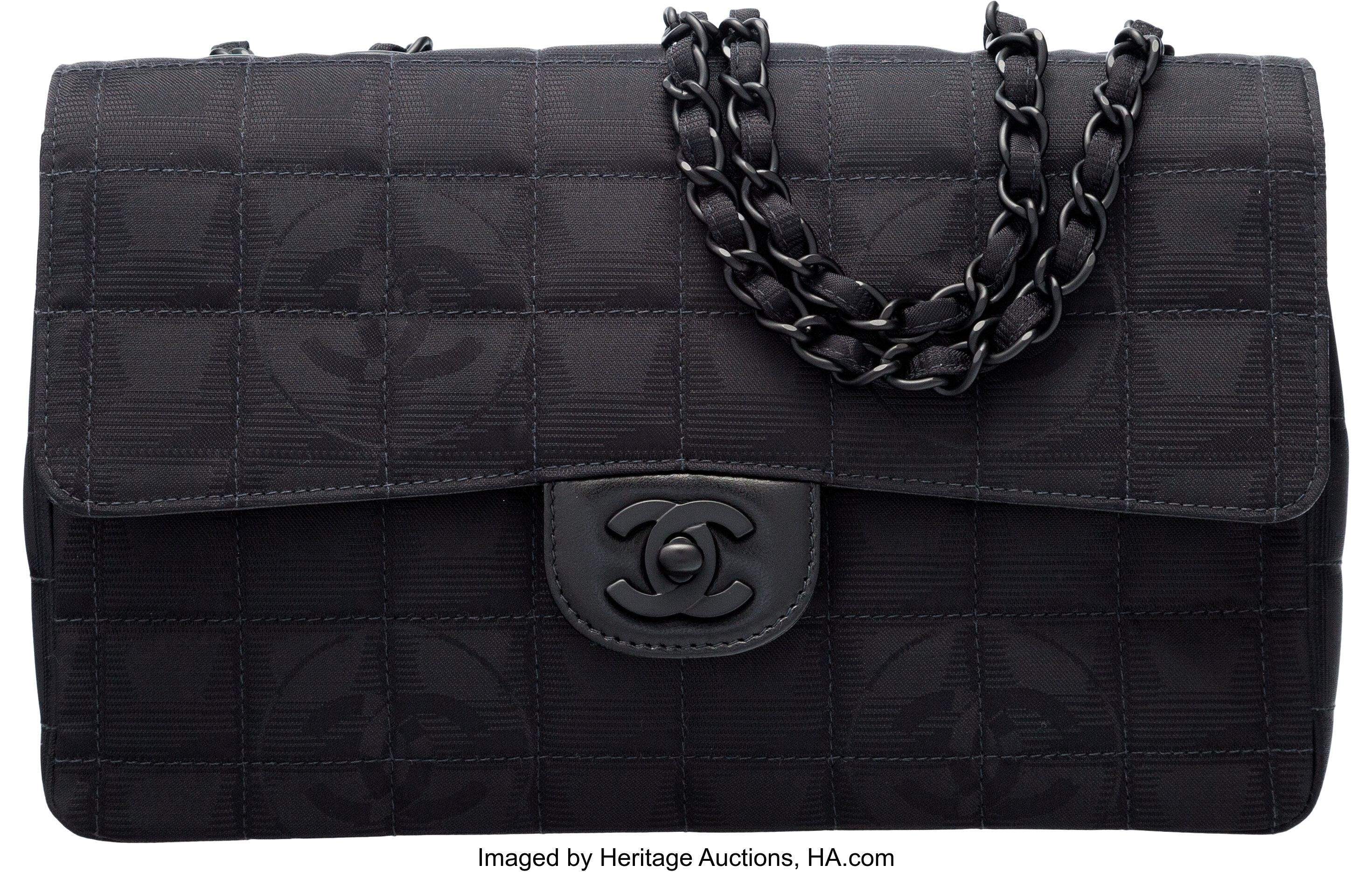 Chanel Black Paris-Rome Gold Bar Flap Bag