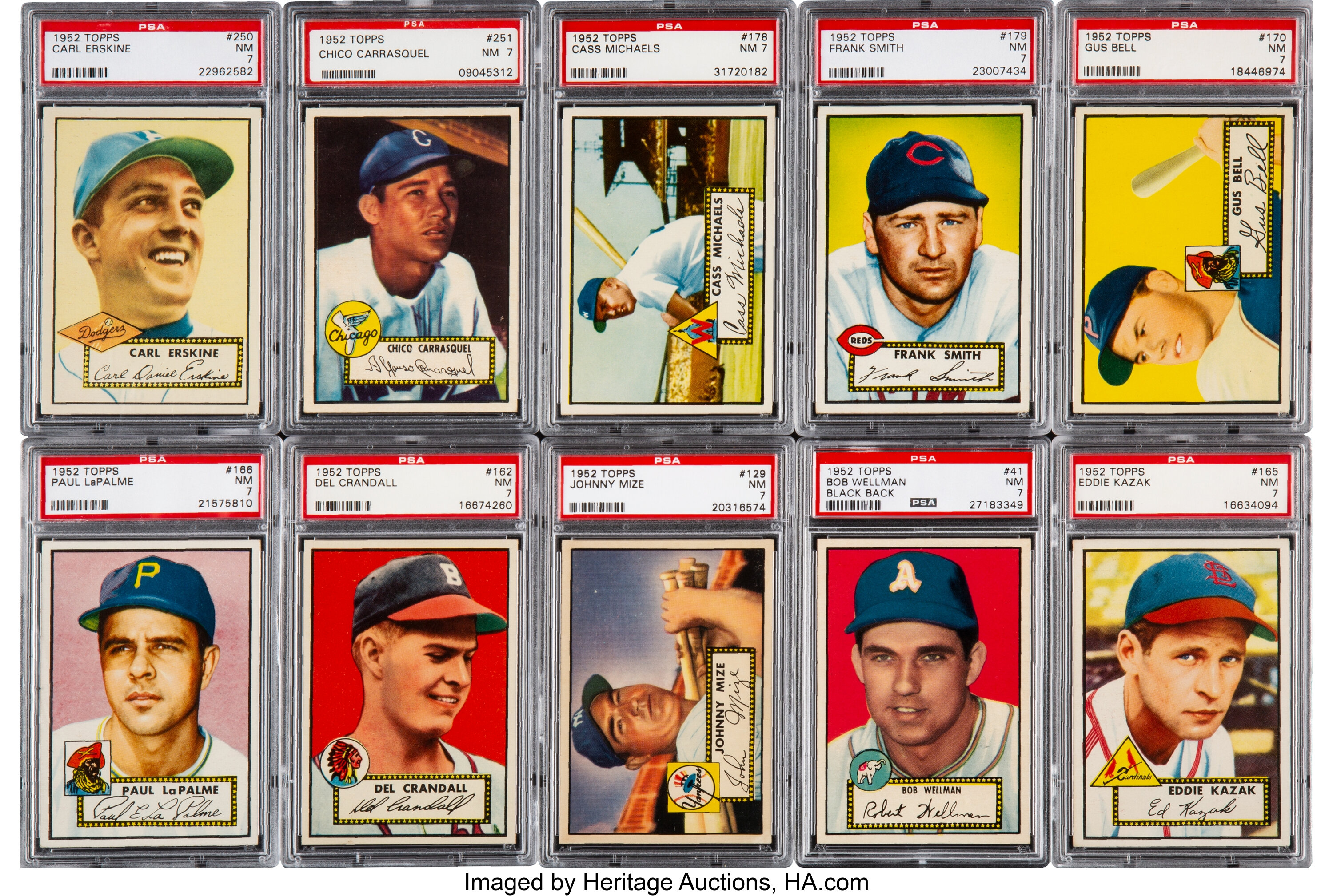 1952 Topps Baseball PSA NM 7 Collection (55).... Baseball Cards | Lot ...