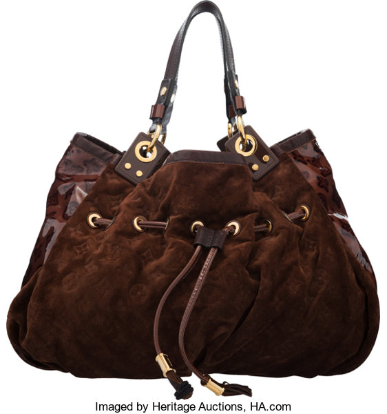 Louis Vuitton Espresso Suede Monogram & Patent Leather Irene Bag ., Lot  #16104