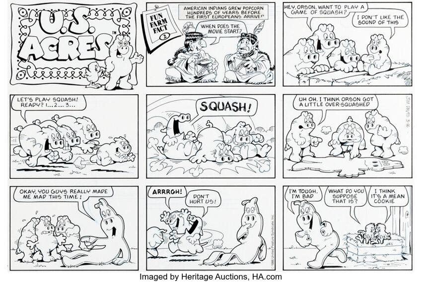 Jim Davis U S Acres Sunday Comic Strip Original Art Dated 3 16 86 Lot Heritage Auctions