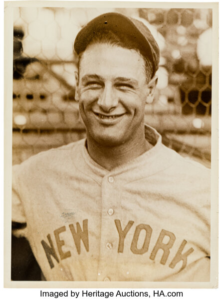 Lot Detail - 1936 LOU GEHRIG N.Y. YANKEES 7x9 ORIGINAL PRESS PHOTOGRAPH -  CLASSIC FULL ROAD UNIFORM PORTRAIT! (PSA/DNA TYPE I)