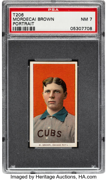 1909 T206 Piedmont MORDECAI BROWN Cubs Shirt PSA 6