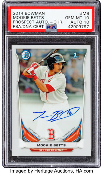 Sold at Auction: MOOKIE BETTS Auto Signed 2014 Topps Update Rookie