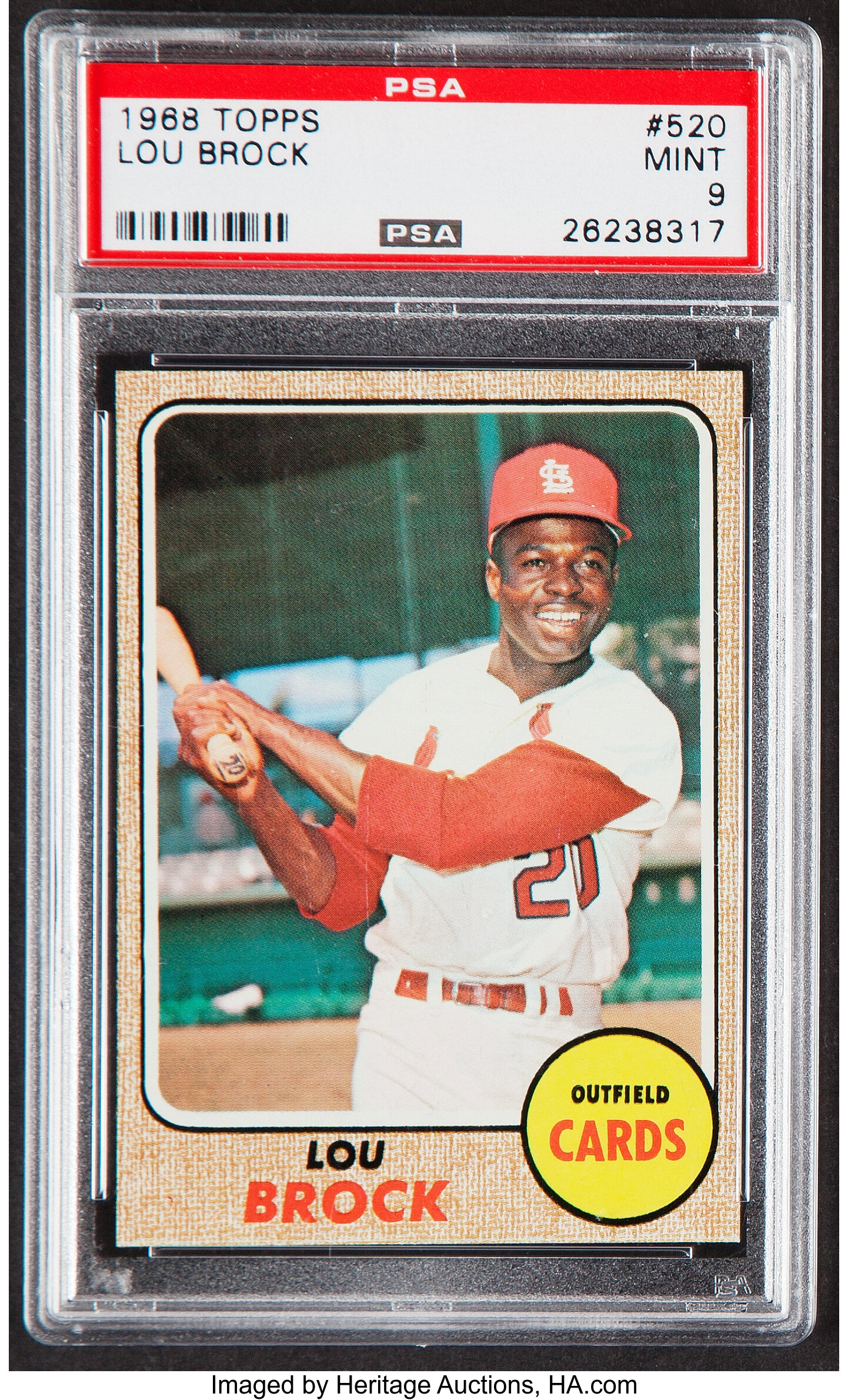 Lou Brock Signed 1968 Topps #520 (PSA)