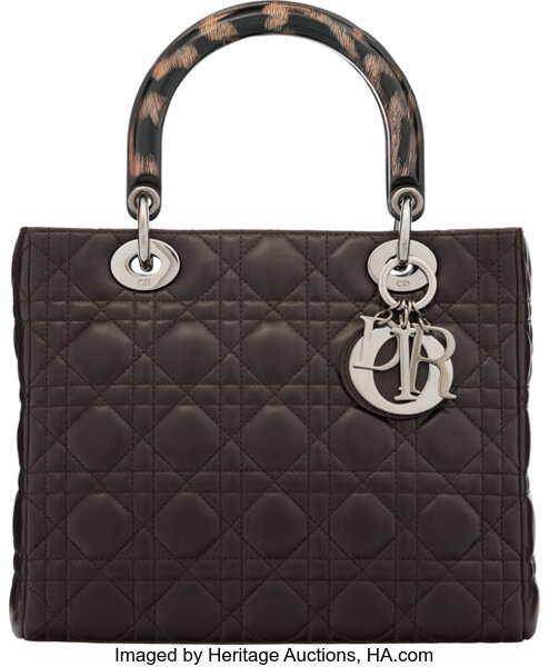 Christian Dior Brown Cannage Quilted Lambskin Leather Medium Lady
