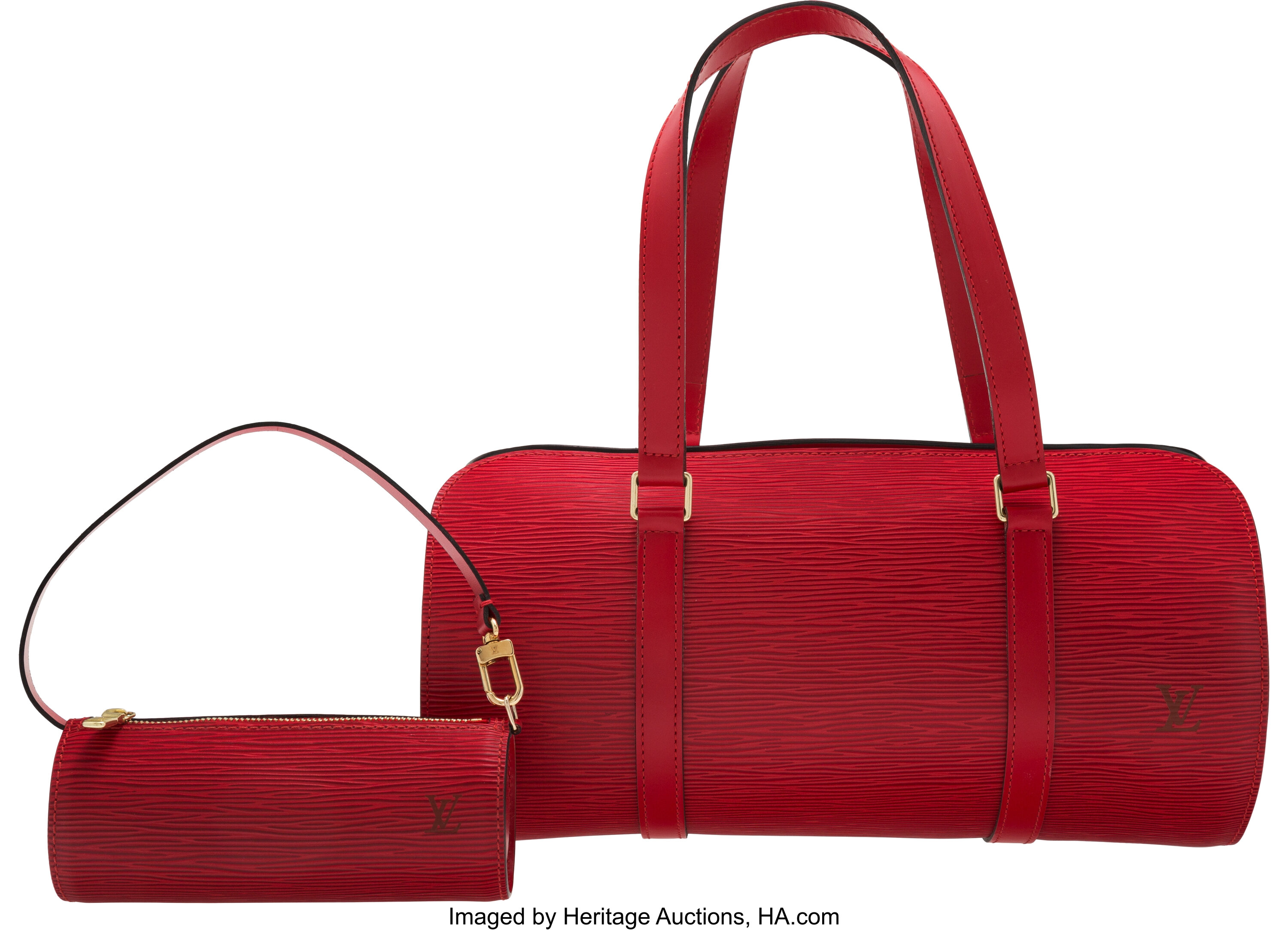 Louis Vuitton Red Epi Papillon 30 Bag and Mini Bag Set