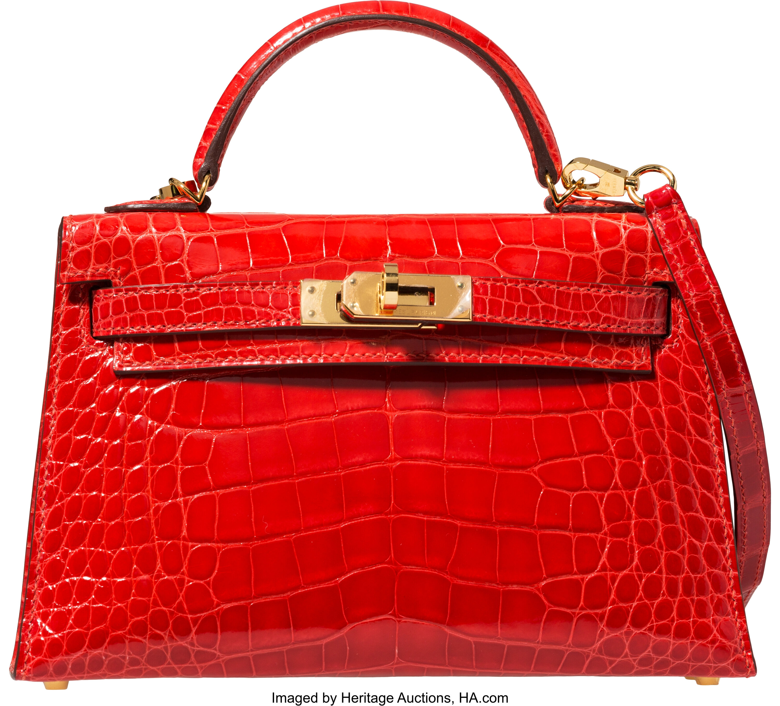 Hermes Kelly Alligator Shiny Watermelon red Silver Hardware 28cm Full  Handmade - lushenticbags