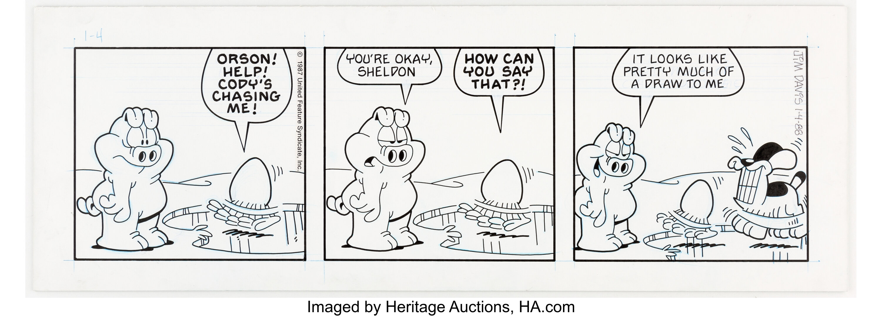 Jim Davis Us Acres Daily Comic Strip Original Art Dated 1 4 Lot Heritage Auctions