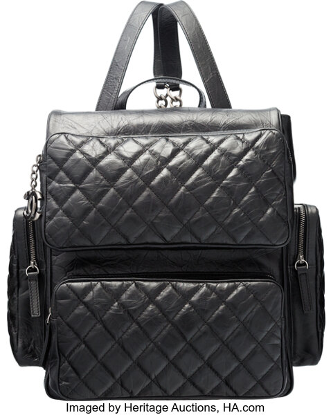 Sold at Auction: Chanel Vintage Quilted Black Leather Briefcase