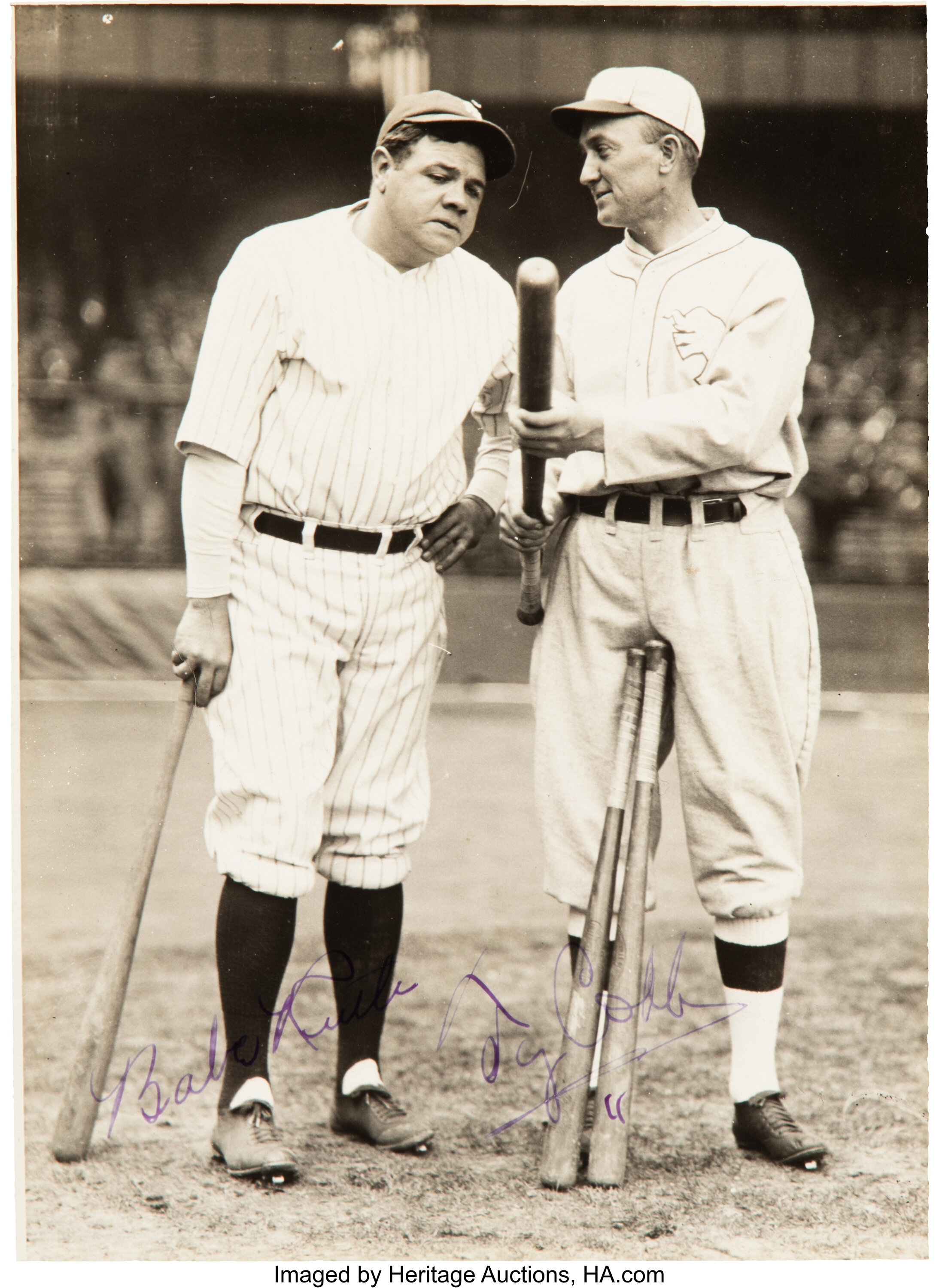 The Only Known Babe Ruth & Ty Cobb Dual-Signed Photograph