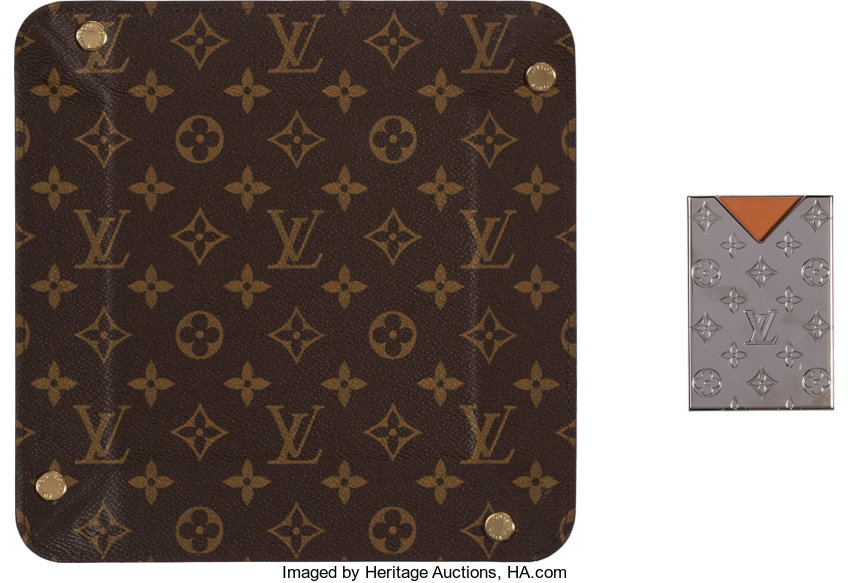 Louis Vuitton Set of Two: Monogram Valet Tray & Silver Card Holder