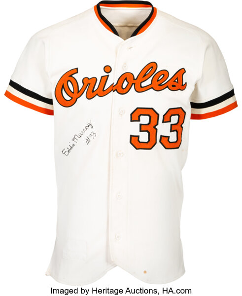 Eddie Murray signed Baltimore Orioles Cooperstown Grey Jersey "83 WS  CHAMPS" BAS