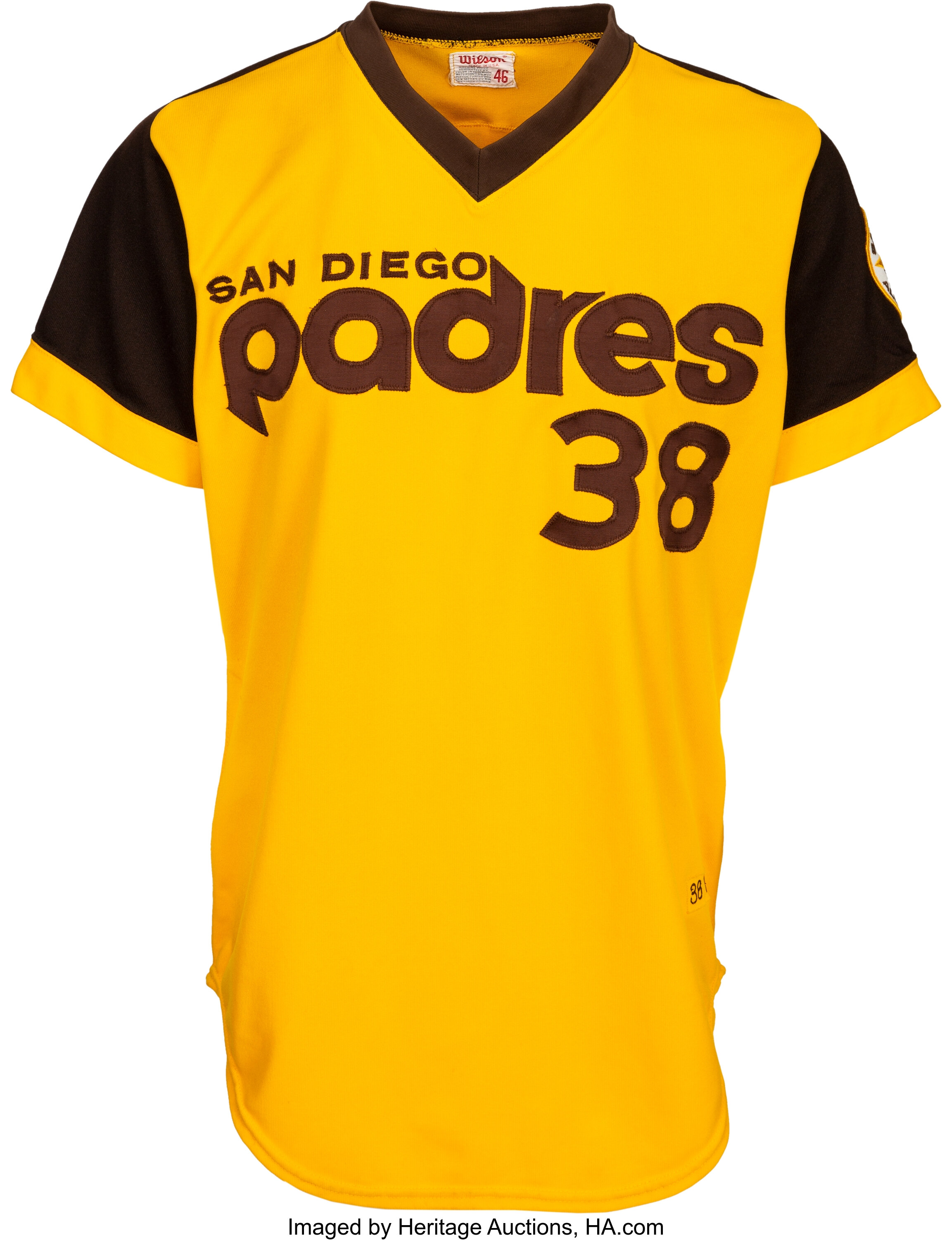 San Diego Padres Jersey Logo (1978) - Padres in yellow and brown, San Diego  above, on a white jersey. Worn on Padres home unifor…