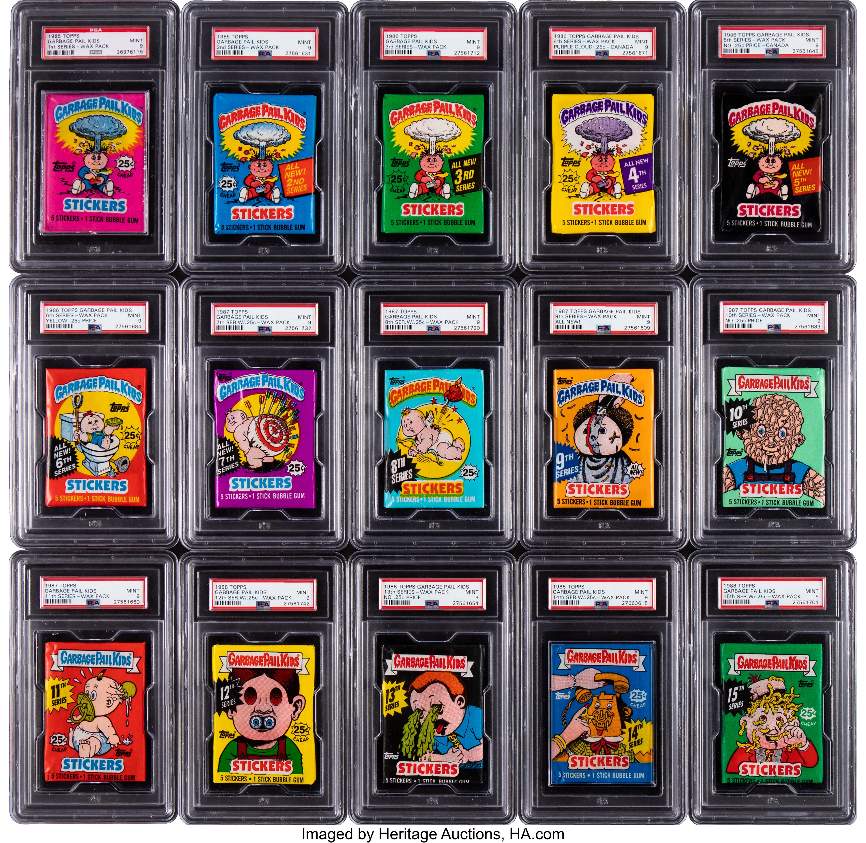 1986 Topps Garbage Pail Kids 4th Series wax pack PURPLE CLOUD psa 9 