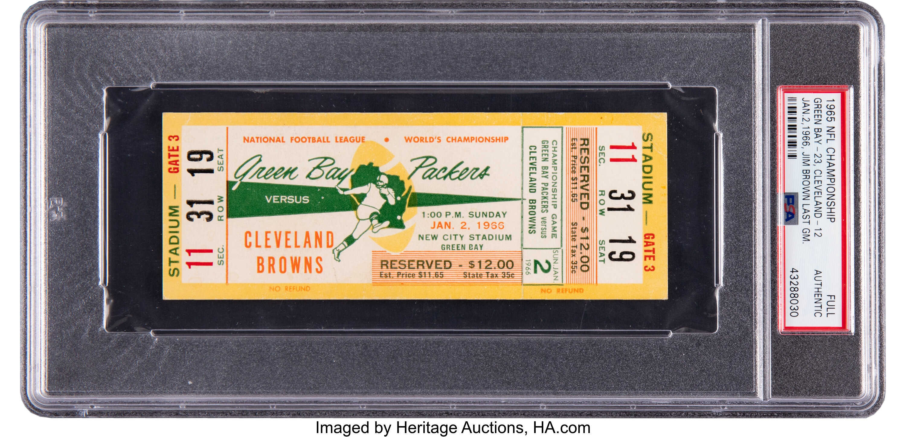 Lot Detail - 1965 Green Bay Packers Cleveland Browns NFL Championship Game  Lambeau Field Ticket Stub