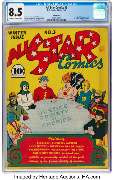 Golden Age (1938-1955):Superhero, All Star Comics #3 Billy Wright Pedigree (DC, 1940) CGC VF+ 8.5Off-white to white pages....