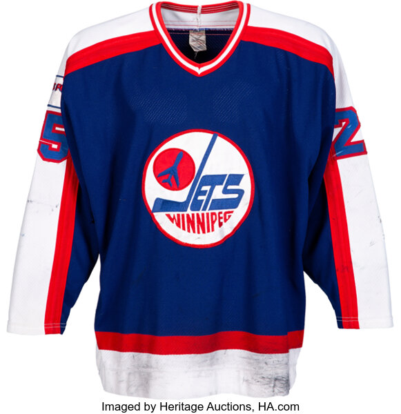 Late 1980's Thomas Steen Game Worn Winnipeg Jets Jersey. Hockey, Lot  #56624