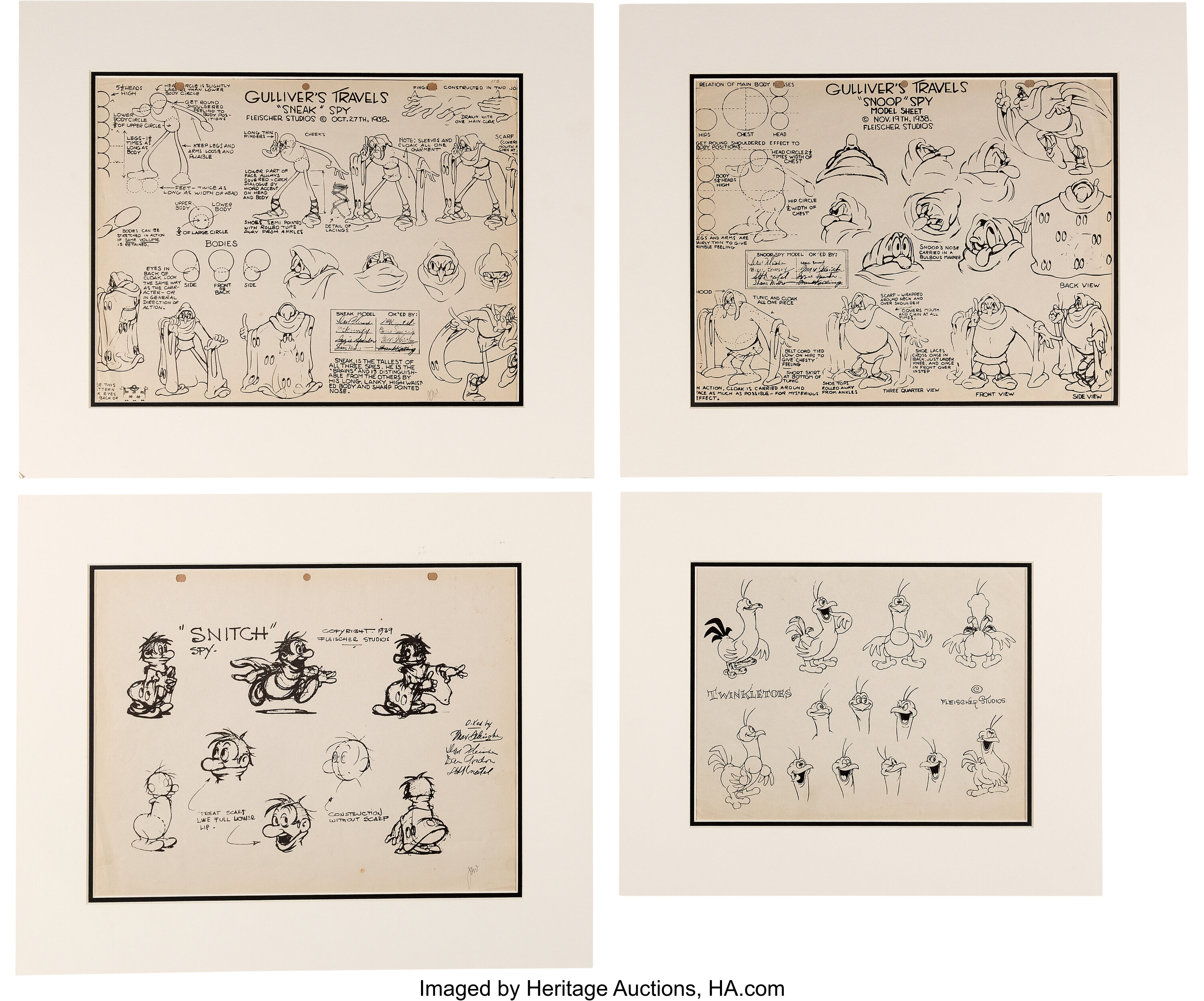 Gulliver's Travels Model Sheets Group of 4 (Fleischer Studios, | Lot ...