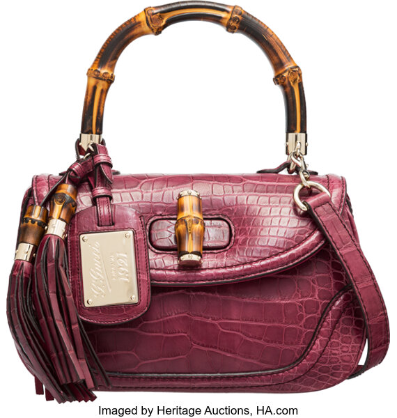 Gucci Bamboo Croisette Chain Shoulder Bag - Purple Shoulder Bags