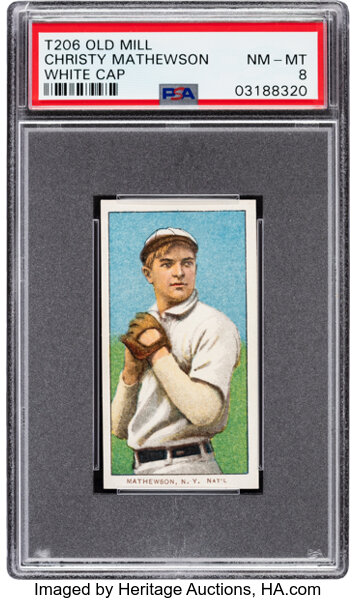 1909 11 T6 Old Mill Christy Mathewson White Cap Psa Nm Mt 8 Lot Heritage Auctions