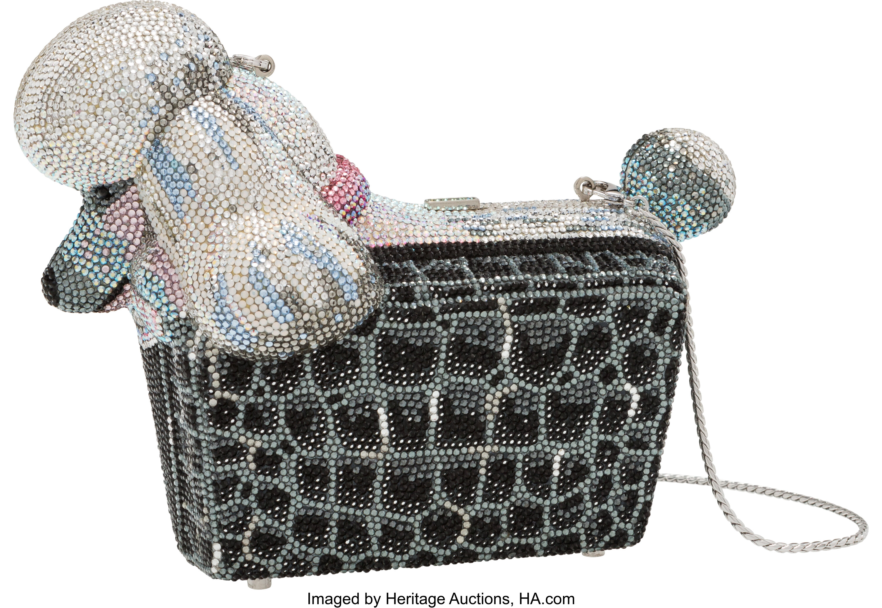 Judith Leiber French Poodle Lucille' Crystal Covered Bag In Metallic