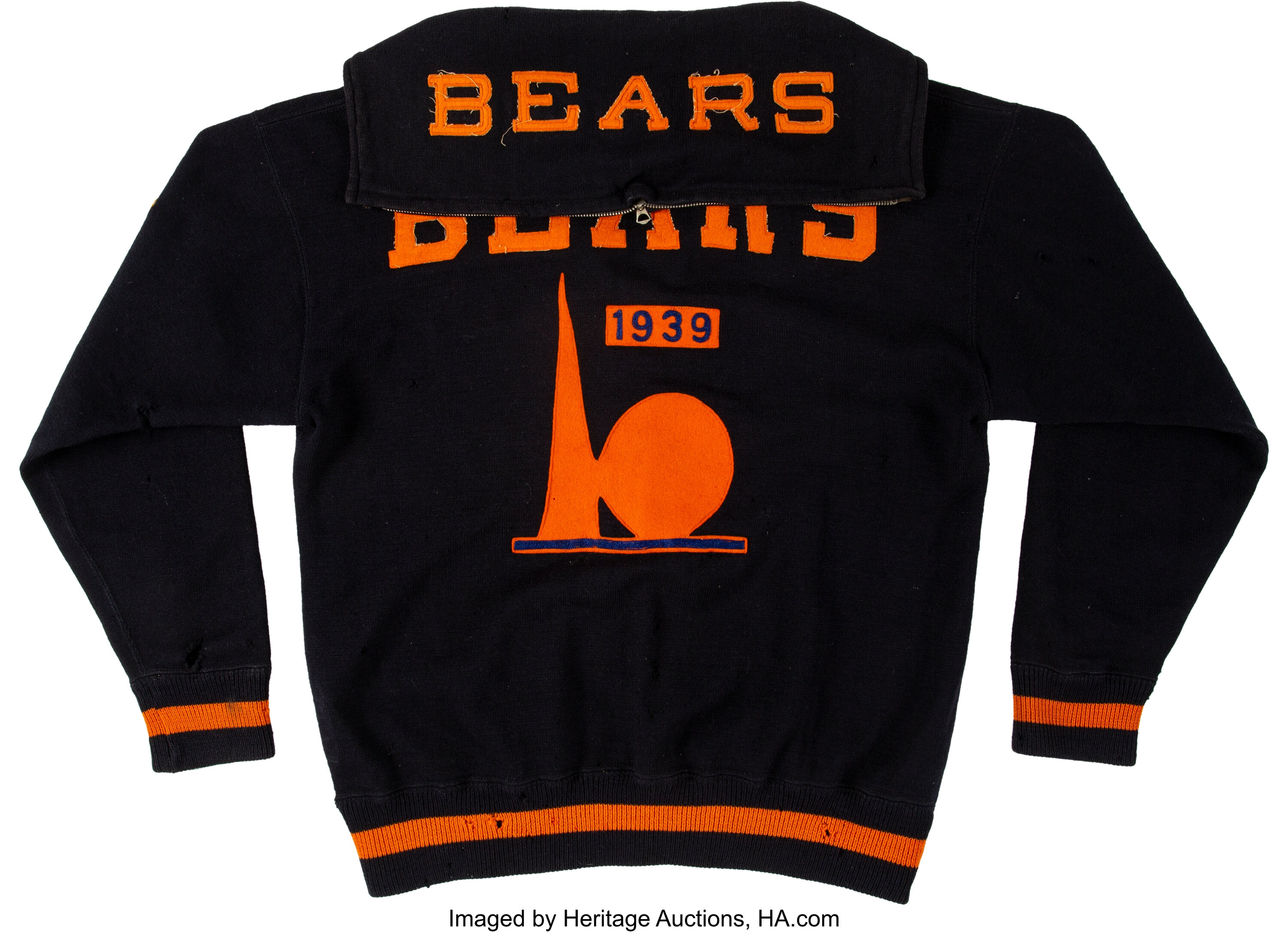 1939 Joe Maniaci Game Worn Chicago Bears Sideline Sweater., Lot #56597