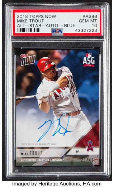 2018 Topps Now Mike Trout All-Star Autograph (Blue) #AS-9B PSA Gem