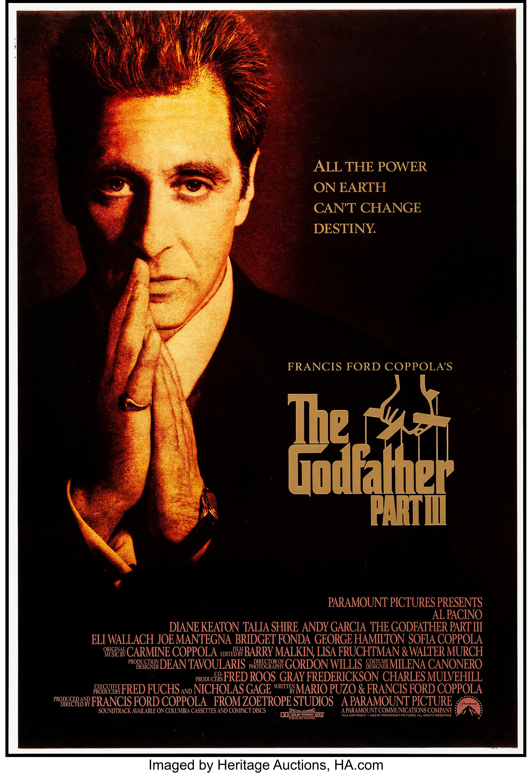 The Godfather Part Iii Paramount 1990 Rolled Very Fine Lot 521 Heritage Auctions