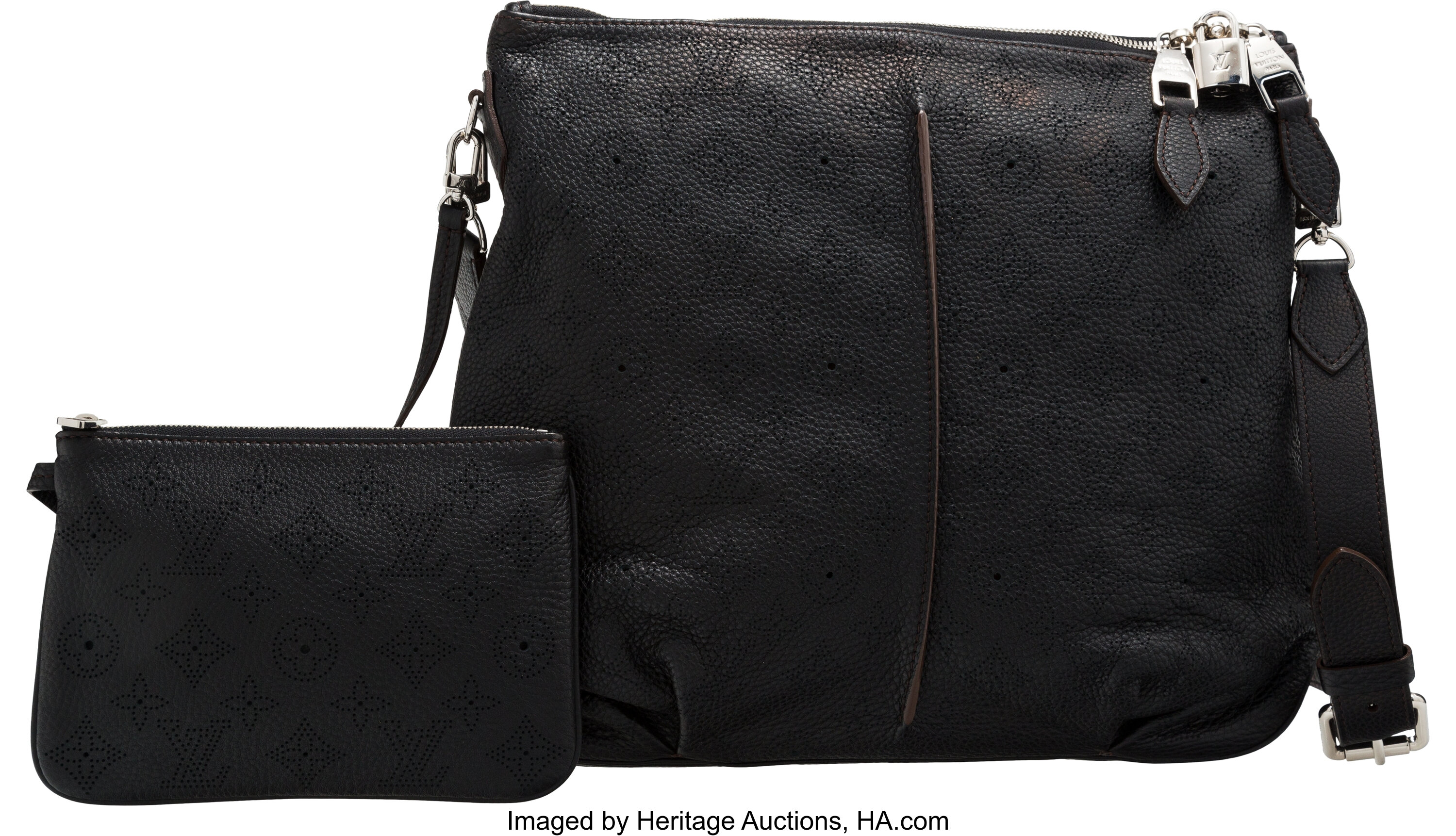 At Auction: A Louis Vuitton Mahina Leather Handbag, Black Leather