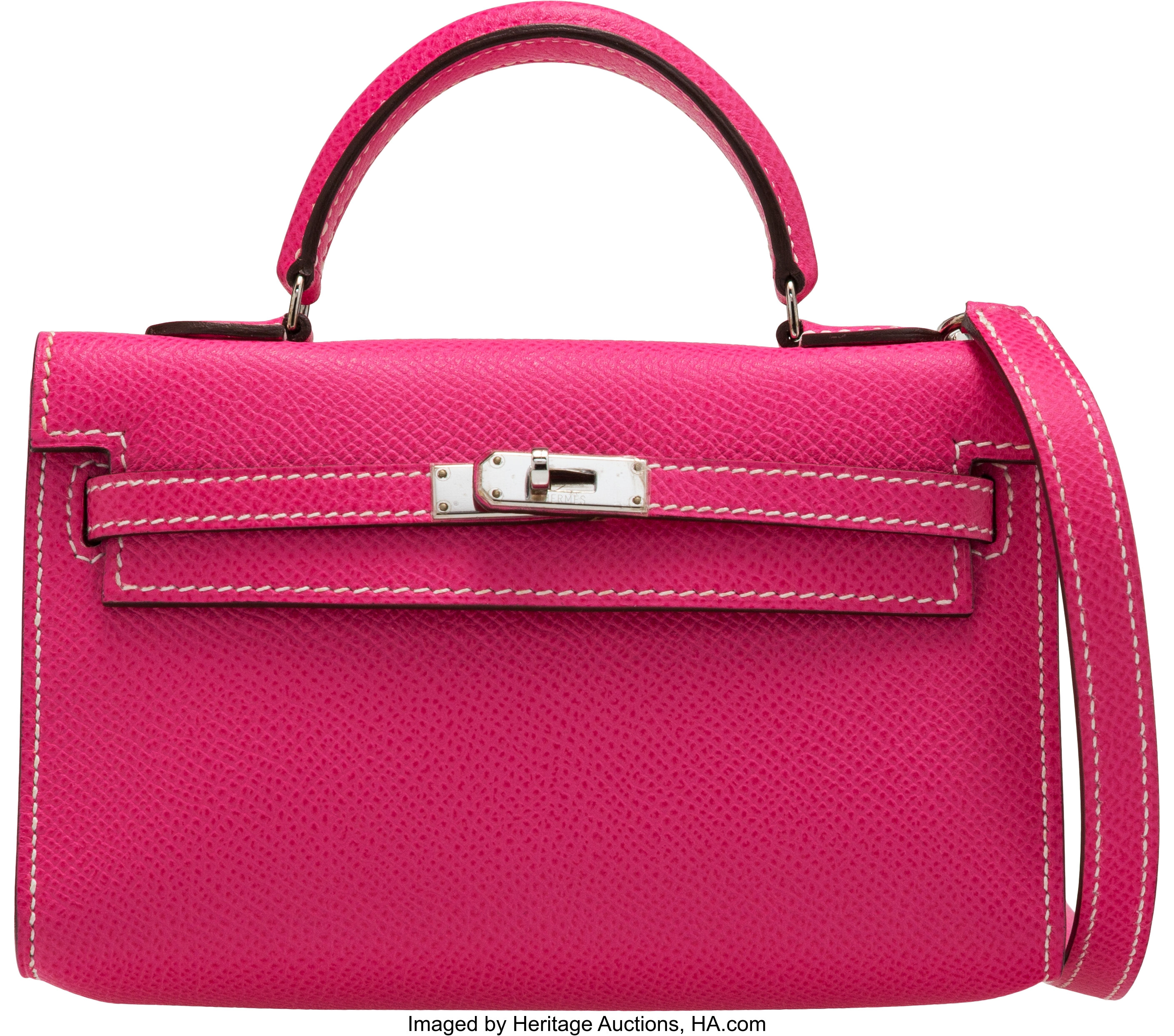 Hermes Kelly Epsom Palladium Micro 15 Rose Tyrien in Epsom Leather with  Palladium - US