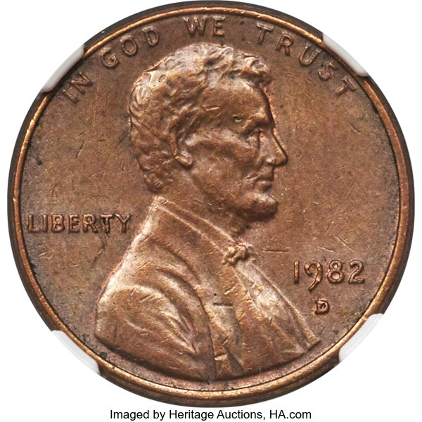 1982 d copper penny small date. Transitional coin 3.11 grams Values - MAVIN