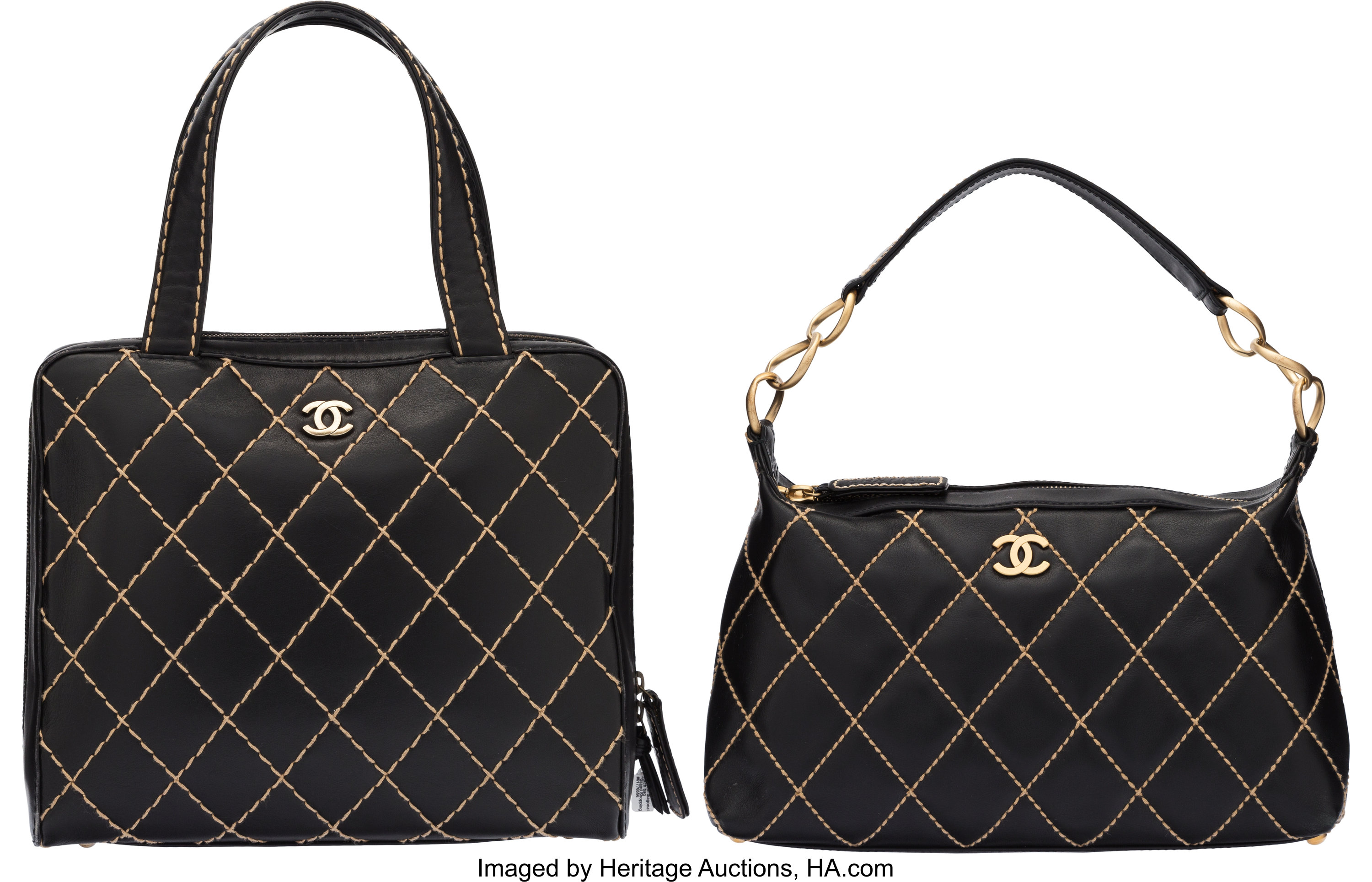 Chanel Set of Two: Black Calfskin Leather Wild Stitch Shoulder Bag | Lot  #58331 | Heritage Auctions