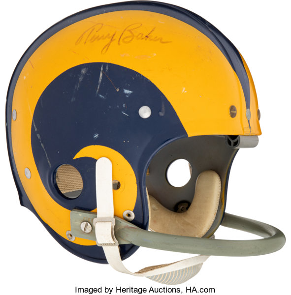 Hand-painted Rams football helmet dates back to 1940s