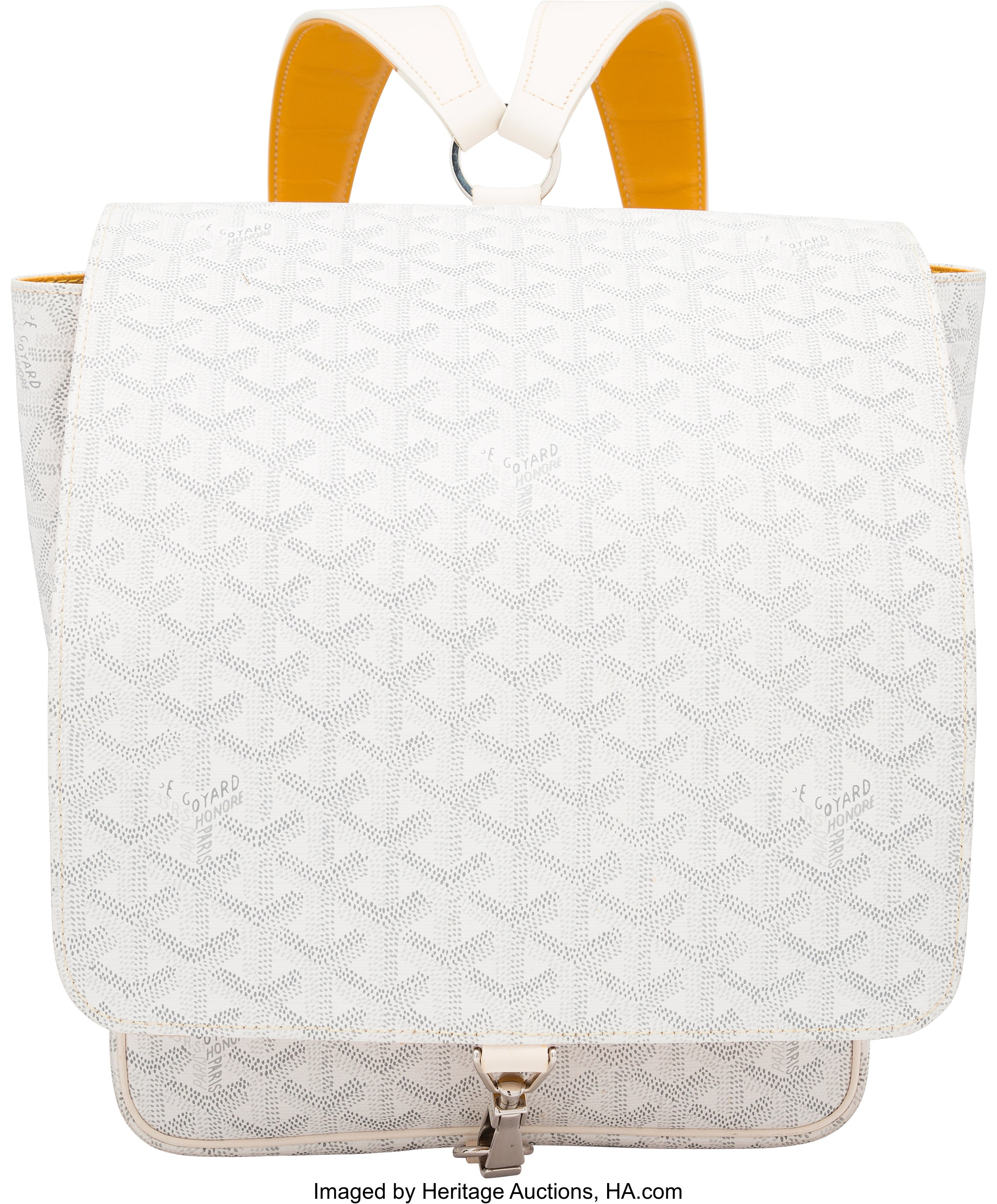 Goyard White Goyardine Coated Canvas Backpack with Silver Hardware