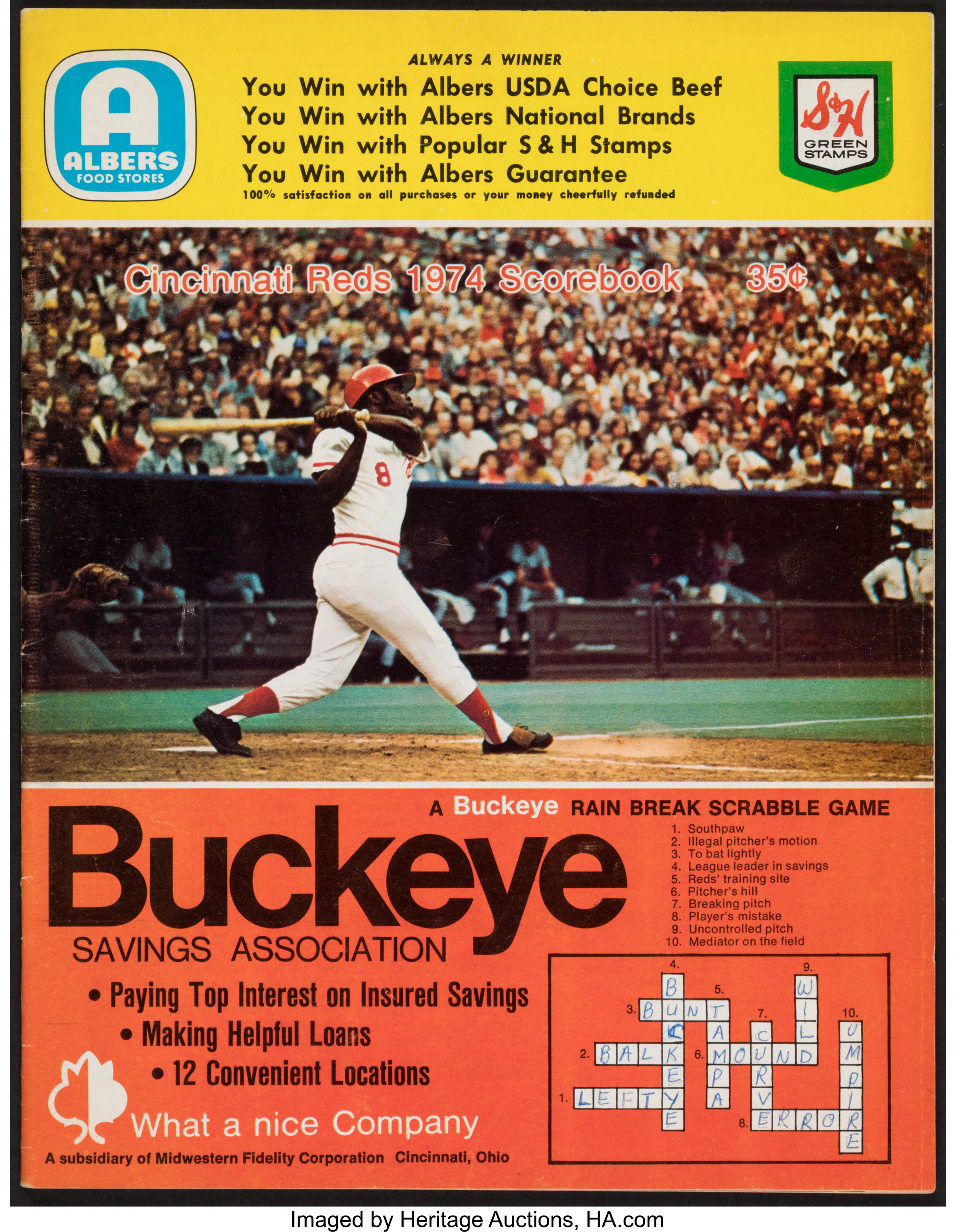 1974 Braves vs. Reds Opening Day Program - Hank Aaron's 714th