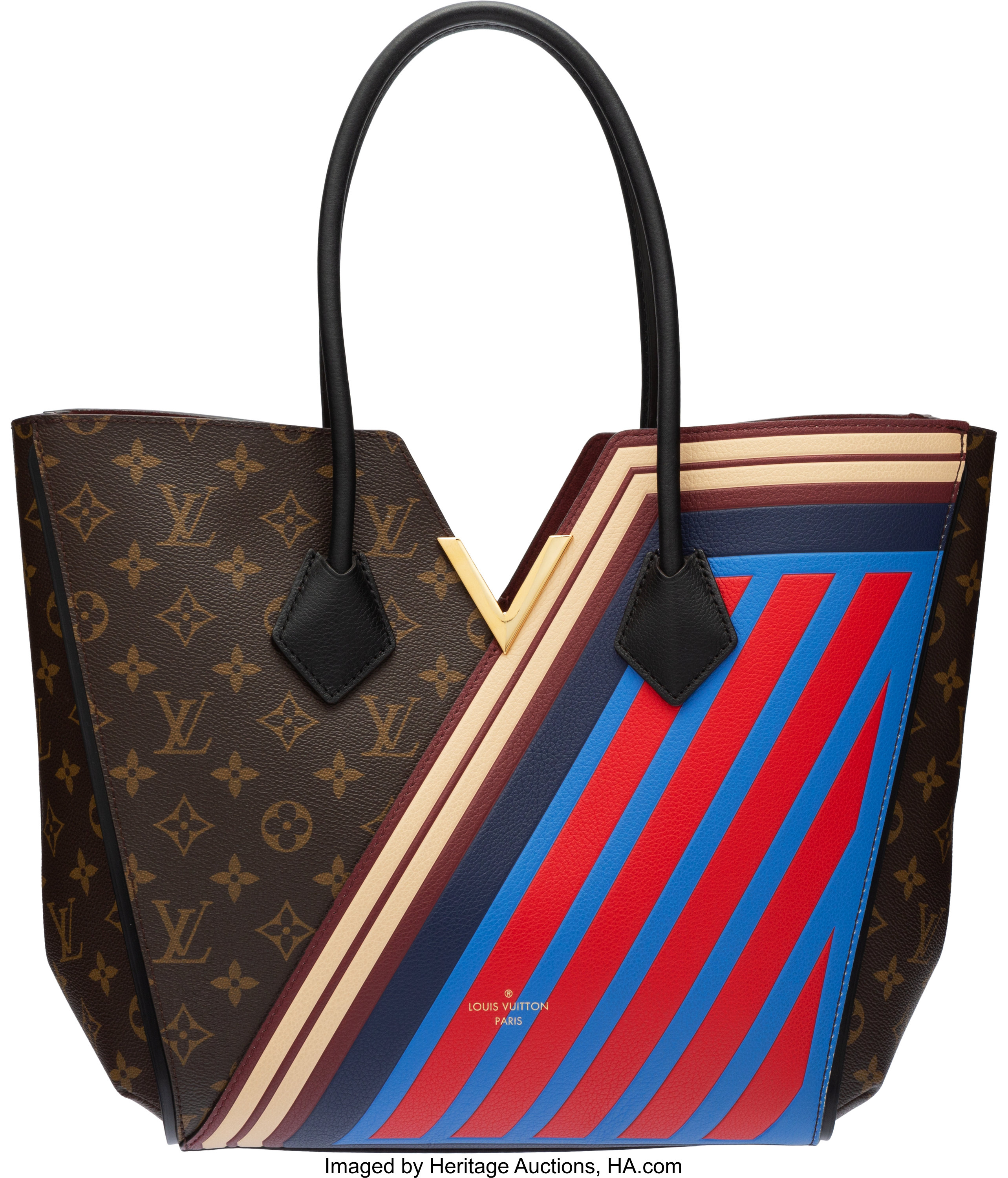 Sold at Auction: A LOUIS VUITTON MONOGRAM TOTE BAG WITH RED PATENT